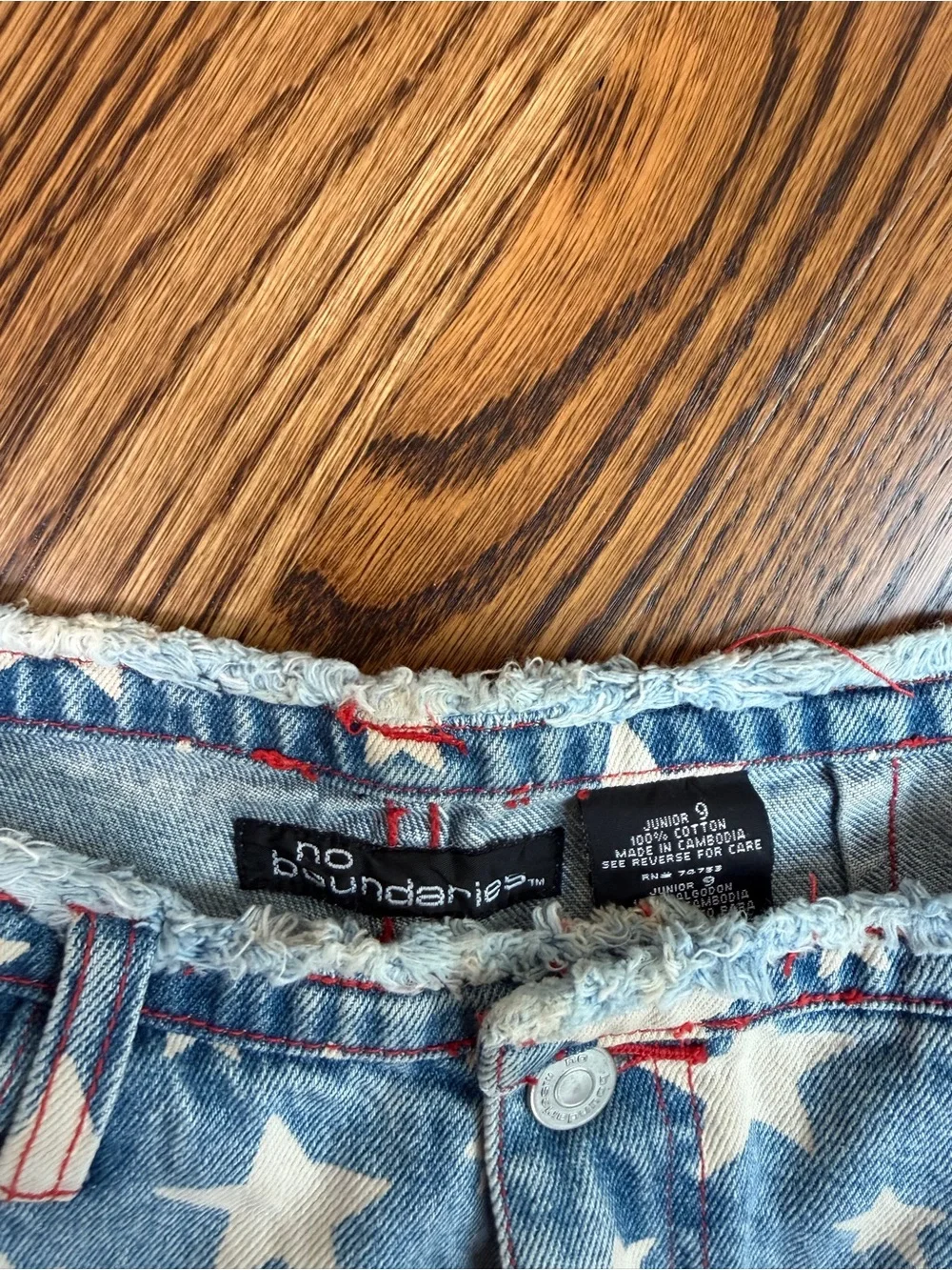 No Boundaries Light Blue Star Print American Denim Shorts
